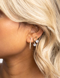 Gold Plated Cubic Zirconia Earring Stack 6-Pack - link has visual effect only