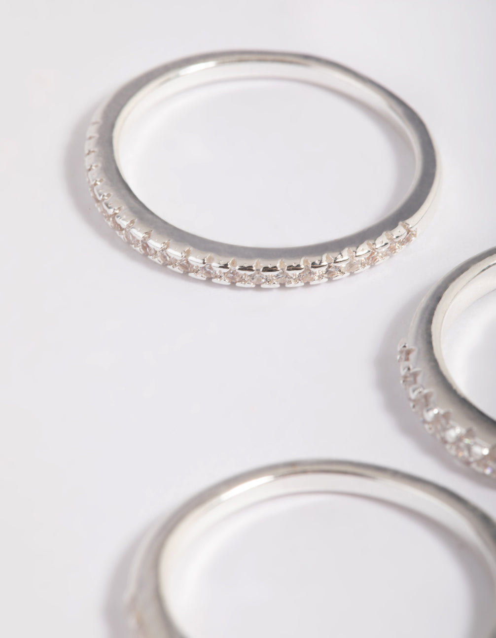 Silver Plated Cubic Zirconia Ring Stack Pack