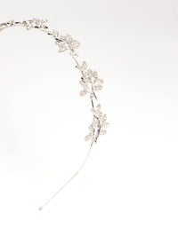 Rhodium Diamante Leaf Cluster Headband - link has visual effect only