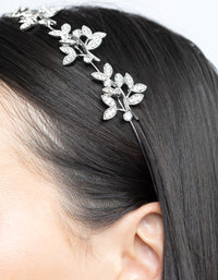 Rhodium Diamante Leaf Cluster Headband - link has visual effect only