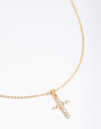 Gold Plated Cubic Zirconia Cross Necklace - link has visual effect only