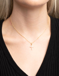 Gold Plated Cubic Zirconia Cross Necklace - link has visual effect only