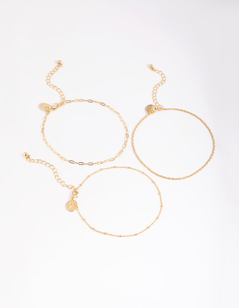 Gold Plated Fine Chain Anklet Set