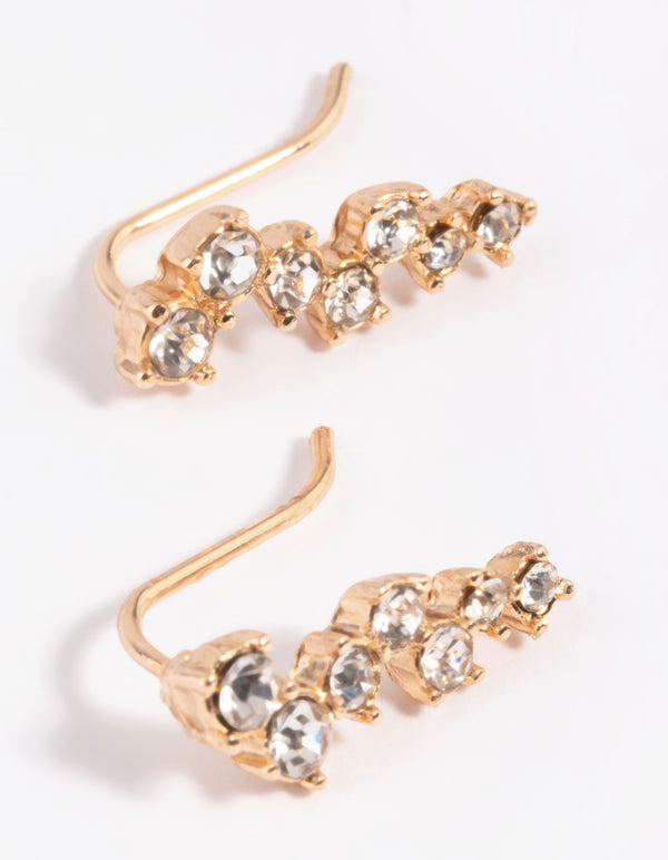 Gold Diamante Crawler Jacket Earrings