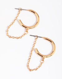 Gold Chain Loop Huggie Hoop Earrings - link has visual effect only