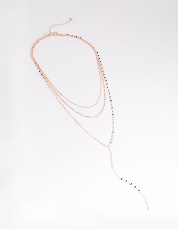 Rose Gold Dainty Chain Lariat Necklace