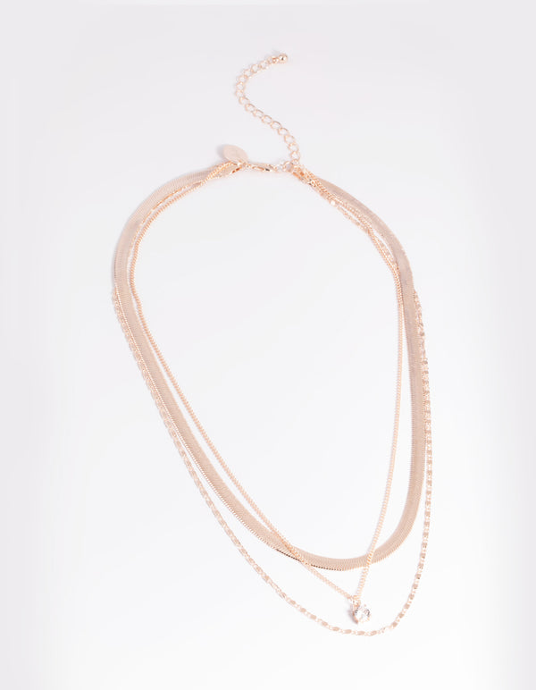Rose Gold Cubic Zirconia Snake Chain Necklace