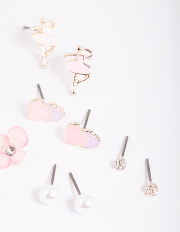 Kids Ballet Flower Stud Earring 6-Pack