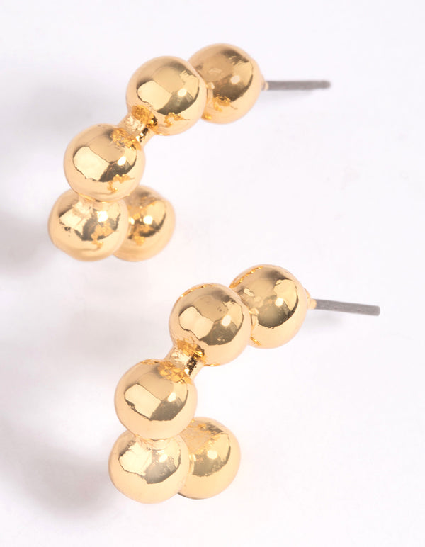 Gold Plated Ball Hoop Earrings