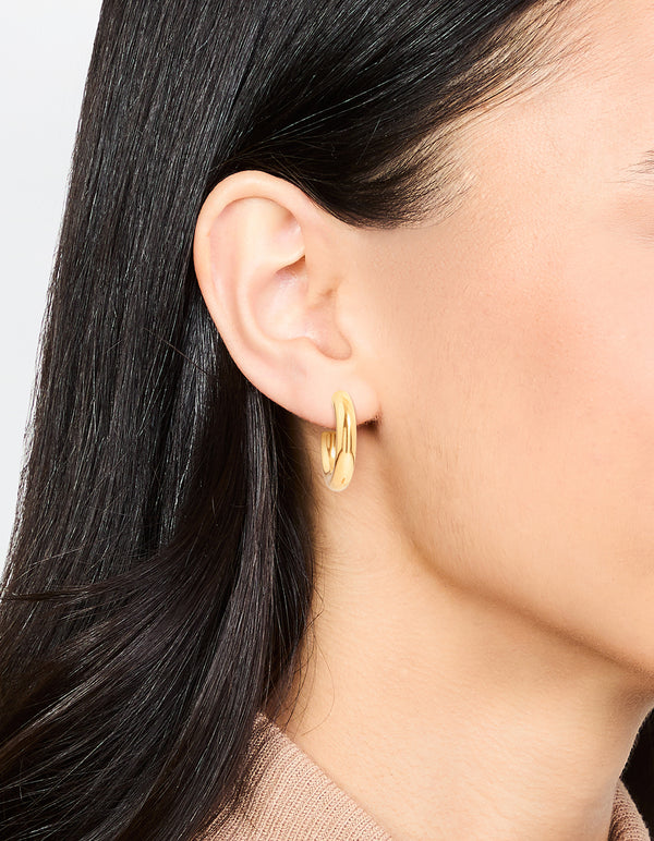 Waterproof Gold Plated Stainless Steel Medium Chunky Hoop Earrings