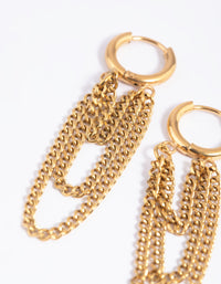 Waterproof Gold Plated Stainless Steel Chain Drop Earrings - link has visual effect only