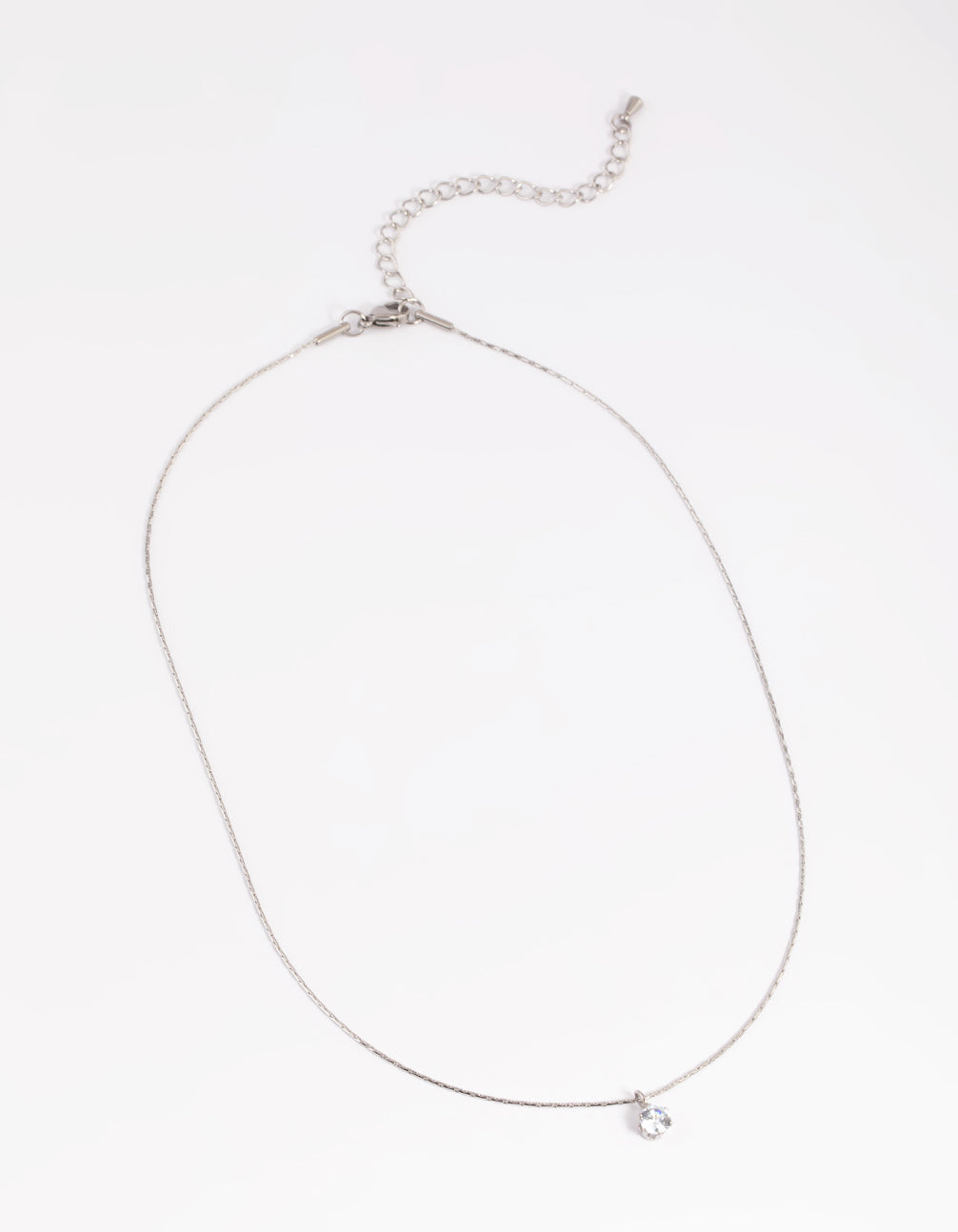 Waterproof Stainless Steel Cubic Zirconia Solitaire Necklace