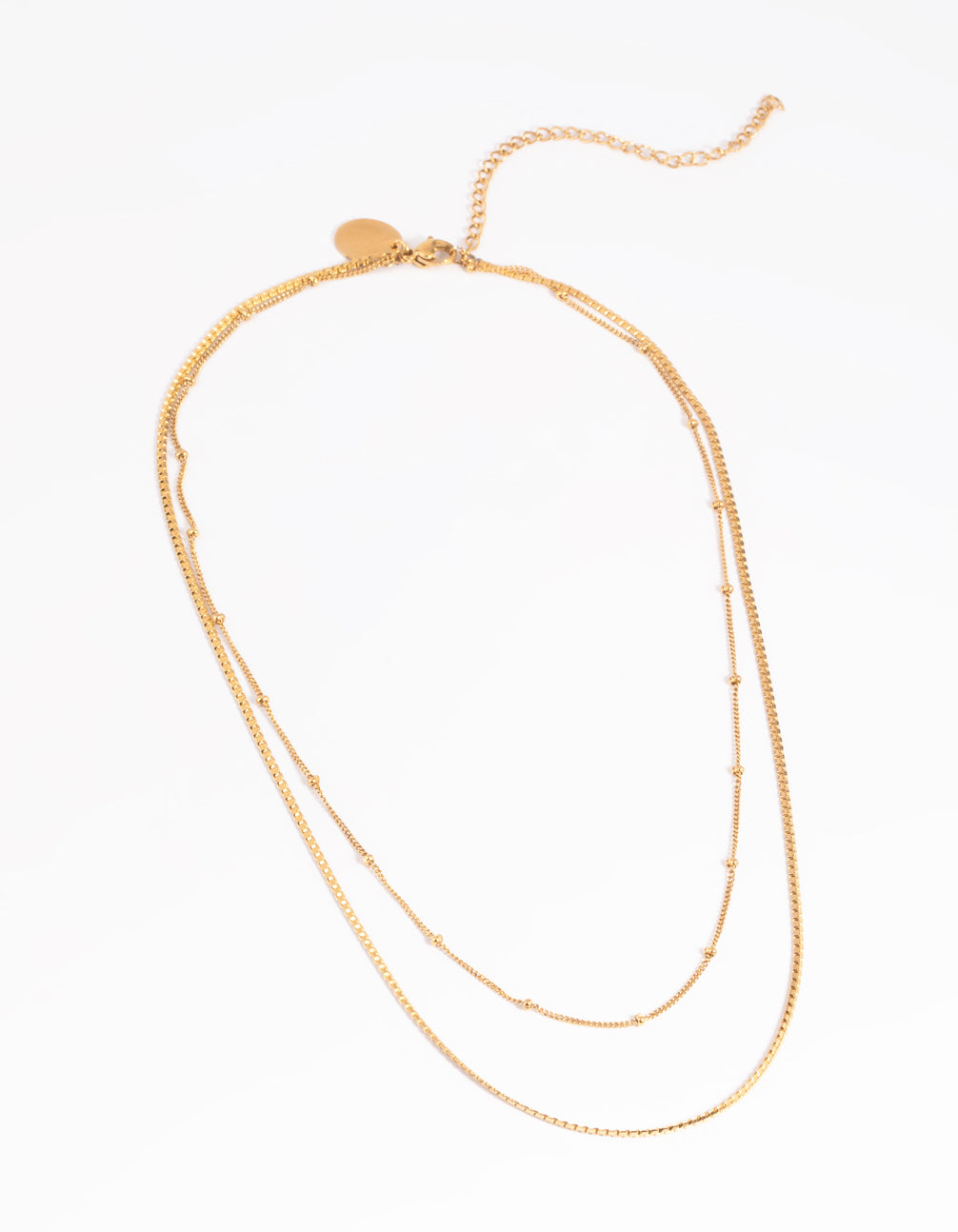 Waterproof Gold Plated Stainless Steel Mixed Chain Layered Necklace