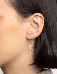 Sterling Silver Leaves Huggie Hoop Earrings - link has visual effect only