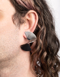Rhodium Twisted Fan Stud Earrings - link has visual effect only