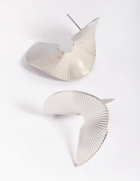 Silver Twisted Fan Stud Earrings - link has visual effect only