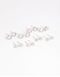 Rhodium Diamante Classic Stud Earring 8-Pack - link has visual effect only