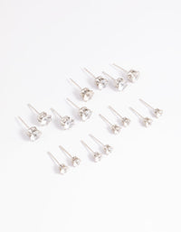 Rhodium Diamante Classic Stud Earring 8-Pack - link has visual effect only