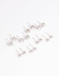 Silver Diamante Classic Stud Earring 8-Pack - link has visual effect only