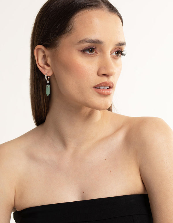 Green Fluorite Shard Hoop Earrings