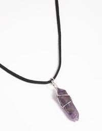 Amethyst Crystal Shard Suede Cord Necklace - link has visual effect only