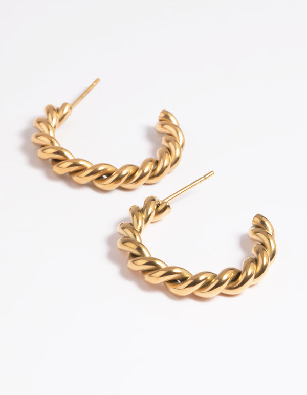 Gold Plated Surgical Steel Twisted Hoop Earrings