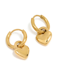 Gold Plated Surgical Steel Chunky Heart Huggie Hoop Earrings - link has visual effect only