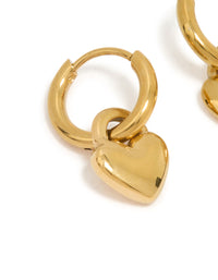Gold Plated Surgical Steel Chunky Heart Huggie Hoop Earrings - link has visual effect only