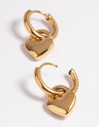 Gold Plated Surgical Steel Chunky Heart Huggie Hoop Earrings - link has visual effect only