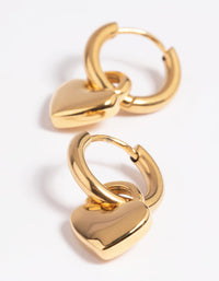 Gold Plated Surgical Steel Chunky Heart Huggie Hoop Earrings - link has visual effect only