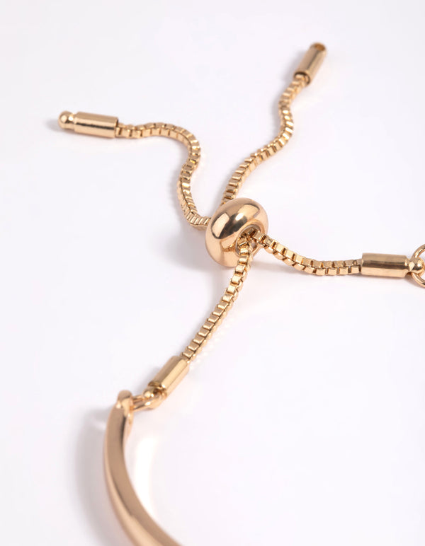 Gold Heart Bangle Bracelet with Toggle