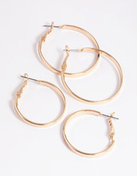 Gold Wide Hoop Earring Set - link has visual effect only