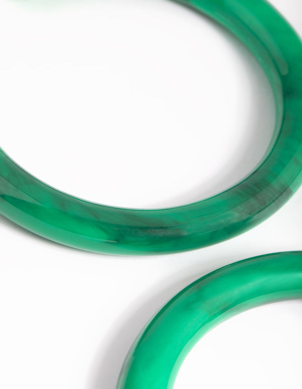 Green Marble Hoop Earrings