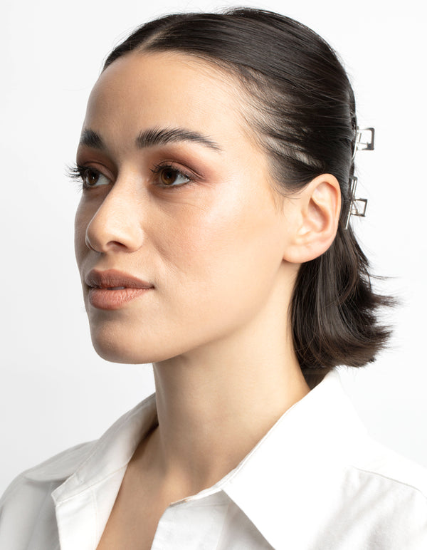 Silver Mixed Shape Small Hair Claw Clip 4-Pack