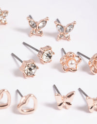 Rose Gold Pearlised Flower Stud Earring 8-Pack - link has visual effect only