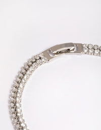 Rhodium Cubic Zirconia Layered Tennis Bracelet - link has visual effect only