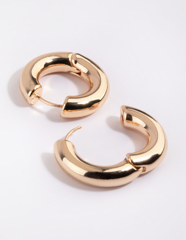 Gold Chunky Huggie Hoop Earrings