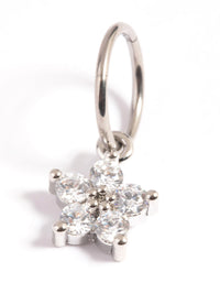 Titanium Cubic Zirconia Flower Clicker Ring - link has visual effect only