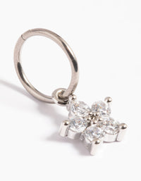 Titanium Cubic Zirconia Flower Clicker Ring - link has visual effect only
