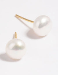 Gold Plated Sterling Silver Freshwater Pearl Stud Earrings - link has visual effect only