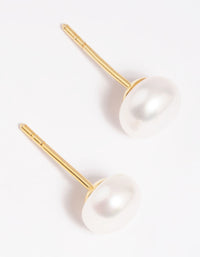 Gold Plated Sterling Silver Freshwater Pearl Stud Earrings - link has visual effect only