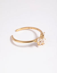 Gold Plated Sterling Silver Fan Diamante Ring - link has visual effect only