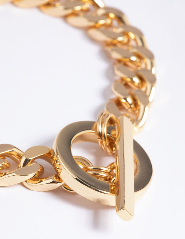 Gold Plated Brass Chunky Fob Bracelet