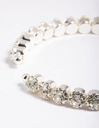Silver Round Diamante Open Wrist Cuff - link has visual effect only