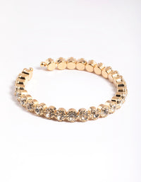 Gold Round Diamante Open Wrist Cuff - link has visual effect only