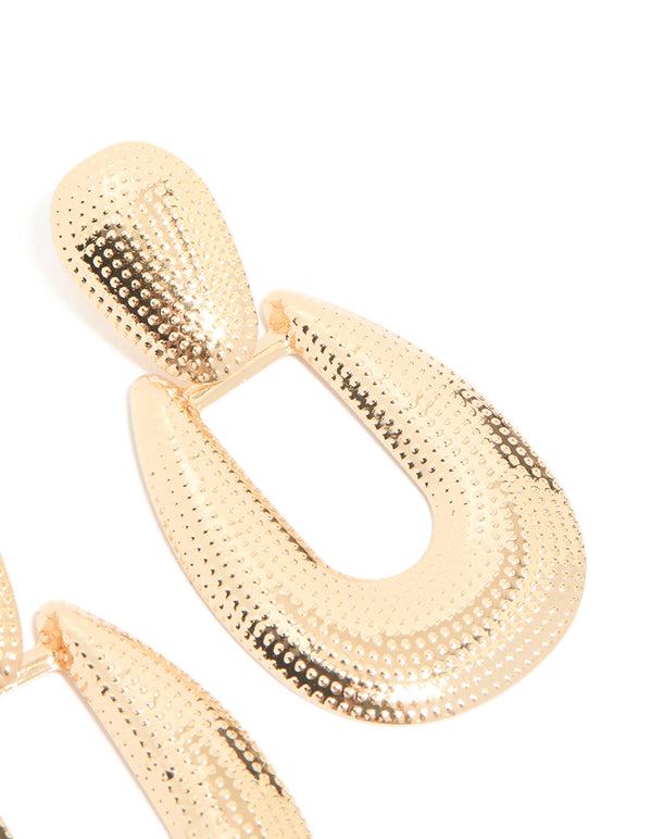 Gold Dot Textured & Drop Earrings