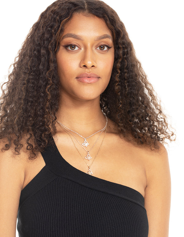 Mixed Metal Diamante Butterfly Necklace Pack