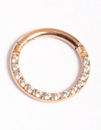Rose Gold Titanium Cubic Zirconia 8mm Clicker - link has visual effect only