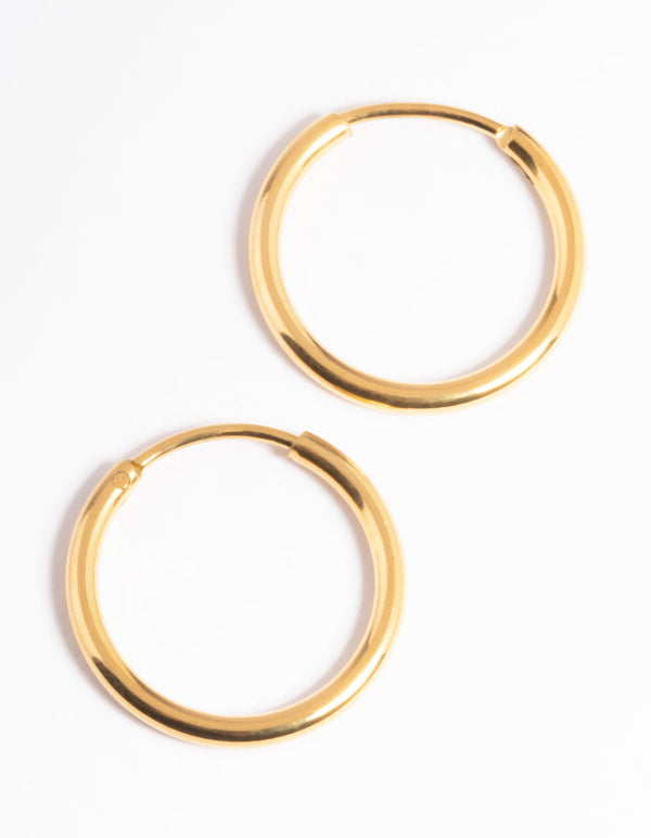 Gold Plated Stainless Steel Thin Small Huggie Earrings