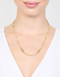 Waterproof Gold Plated Stainless Steel Open Oval Link Necklace - link has visual effect only